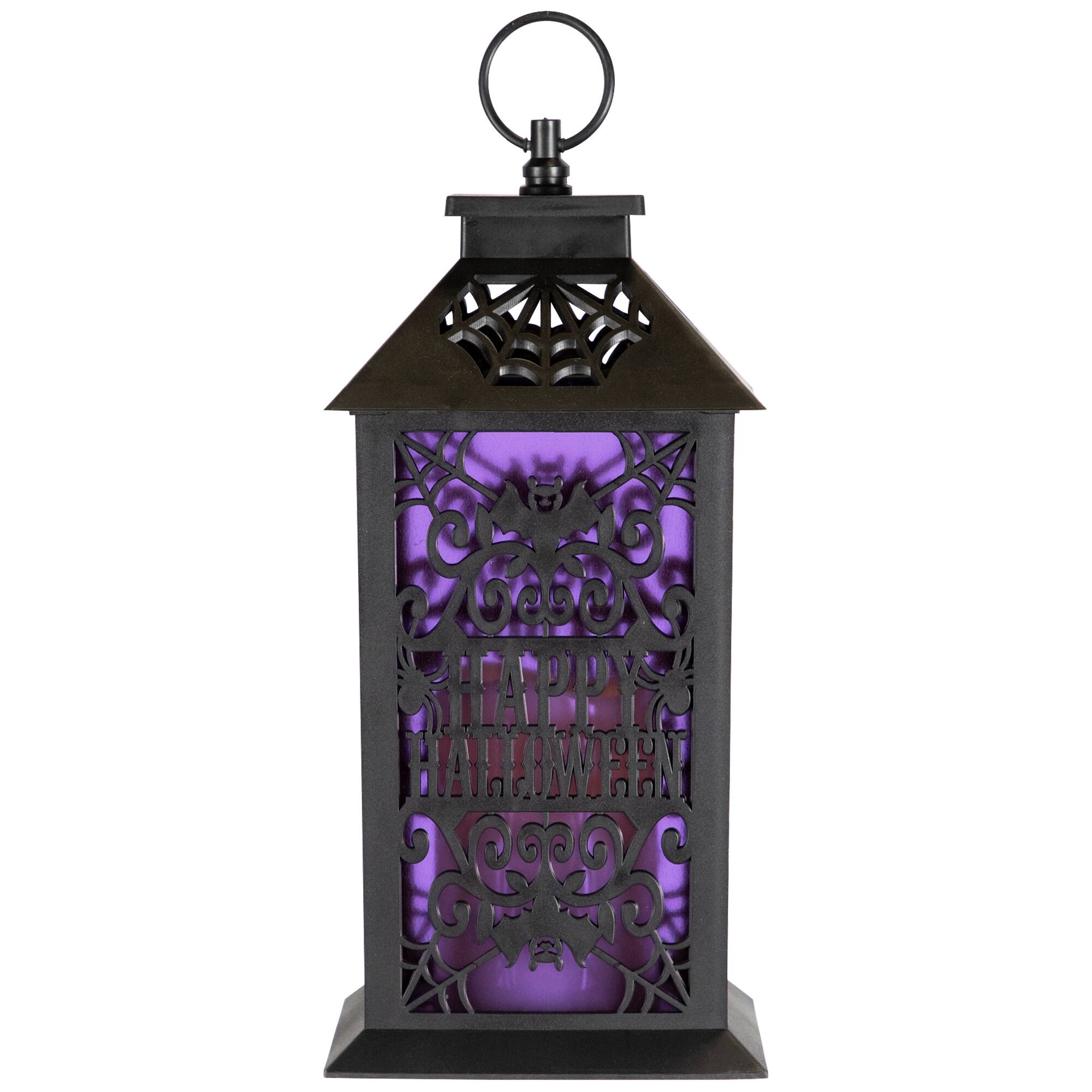 11" Black Bats Happy Halloween LED Candle Lantern